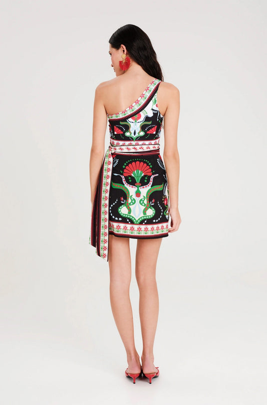 POMEGRANATE WRAP MINI SKIRT - Vesta Donna