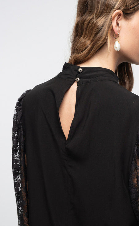 MAYLA TOP BLACK SNAKE - Vesta Donna