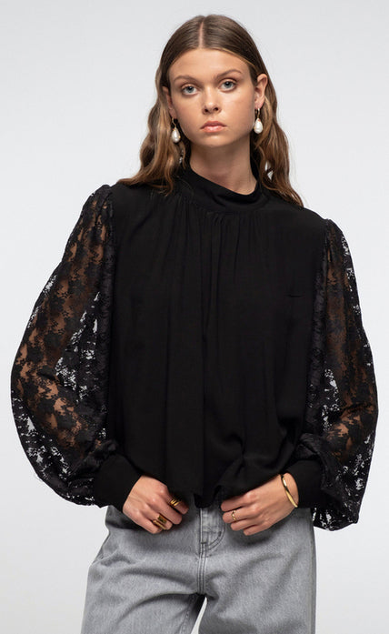 MAYLA TOP BLACK SNAKE - Vesta Donna