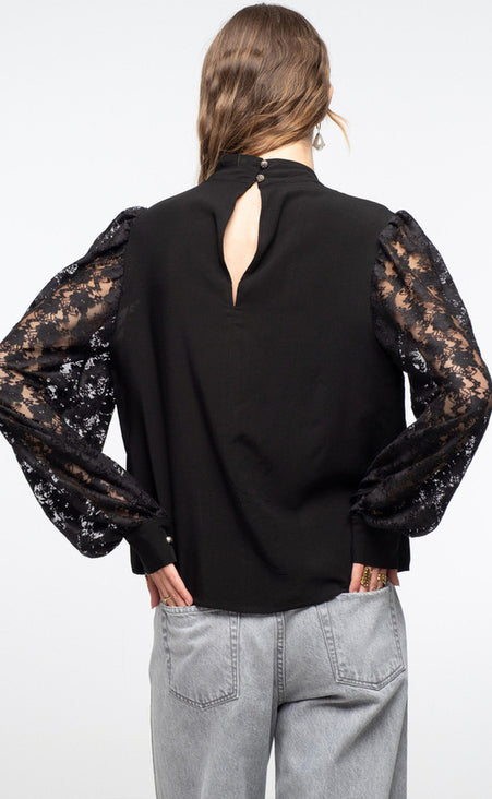 MAYLA TOP BLACK SNAKE - Vesta Donna