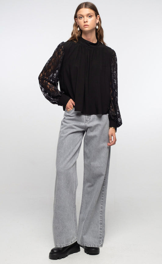 MAYLA TOP BLACK SNAKE - Vesta Donna