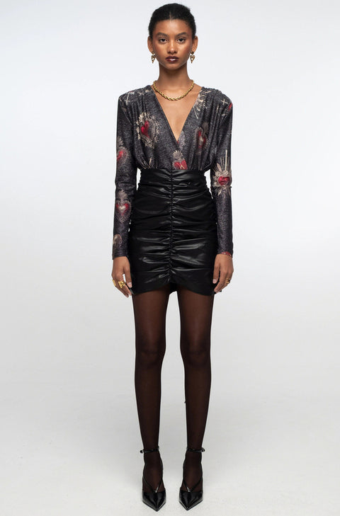 EBONY ECO LEATHER MINI SKIRT