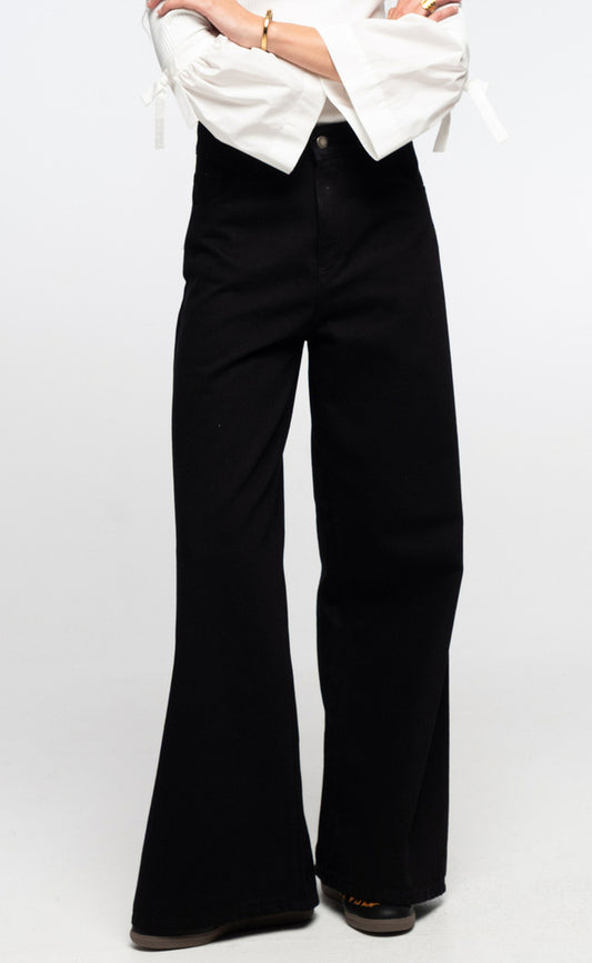 KARMIC DENIM WIDE LEG PANTS - Vesta Donna