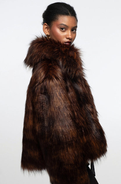 LAVISH ECO FUR COAT FAUX FOX