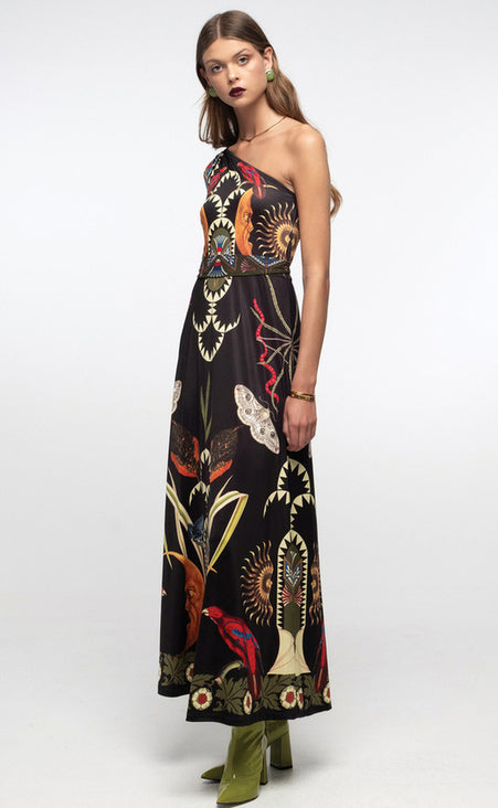 NOCTURNAL ONE SHOULDER LONG DRESS - Vesta Donna