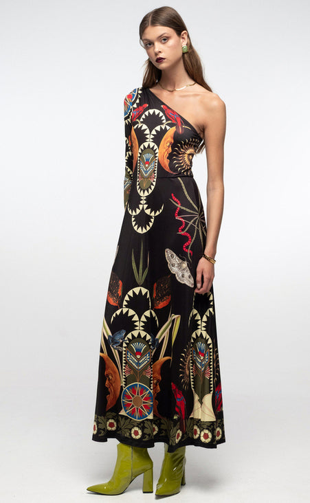 NOCTURNAL ONE SHOULDER LONG DRESS - Vesta Donna
