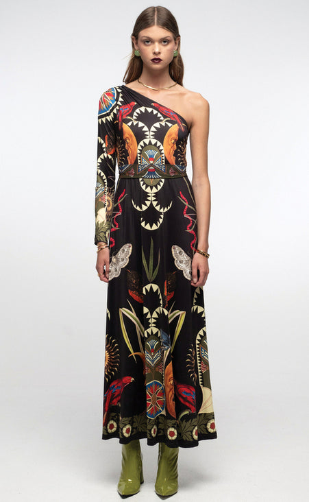 NOCTURNAL ONE SHOULDER LONG DRESS - Vesta Donna