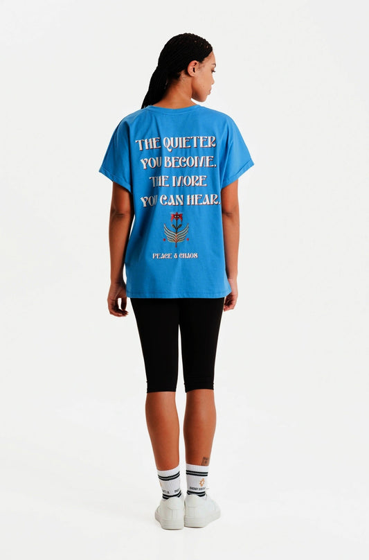 SERENITY LOOSE-ART T-SHIRT BLUE - Cotton