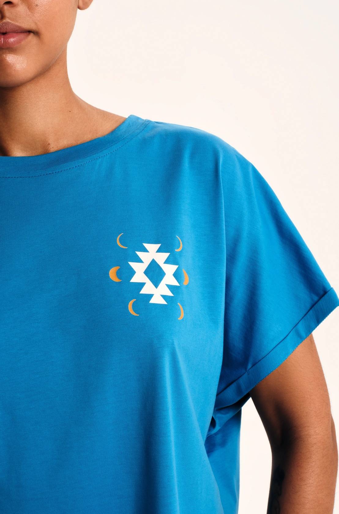 SERENITY LOOSE-ART T-SHIRT BLUE - Cotton