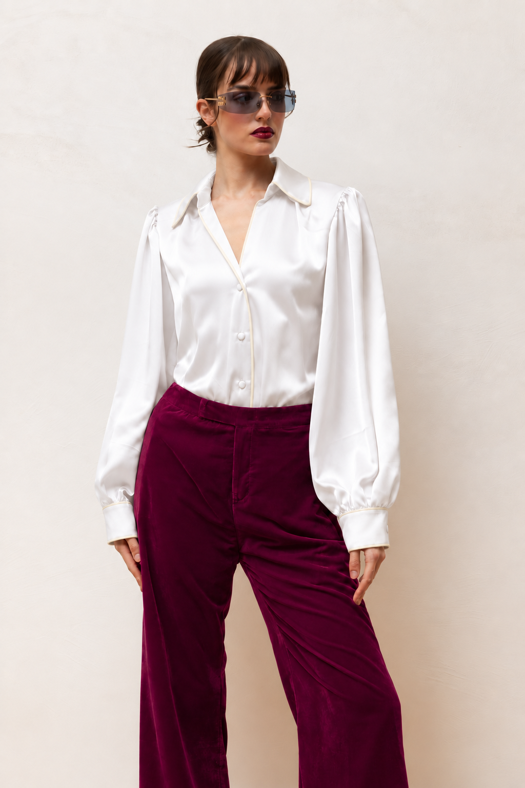 DINA LYOCELL CONTRAST SHIRT WHITE
