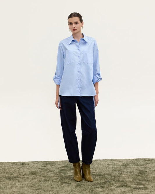 LIVIA RELAXED SHIRT CIEL - Vesta Donna