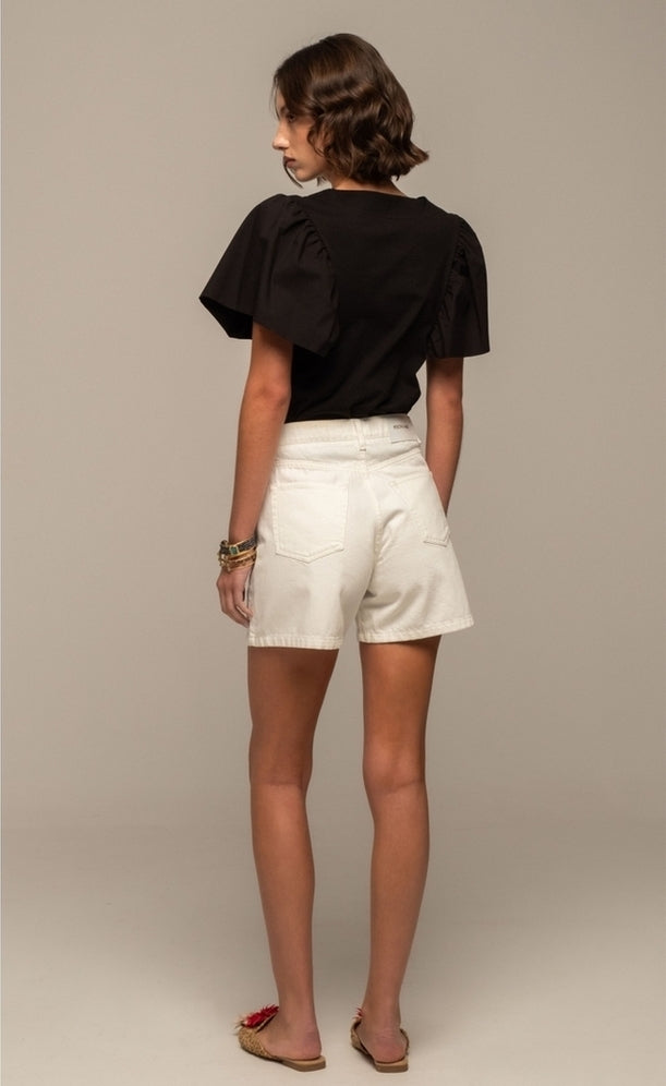 KARMIC DENIM SHORTS WHITE - Vesta Donna