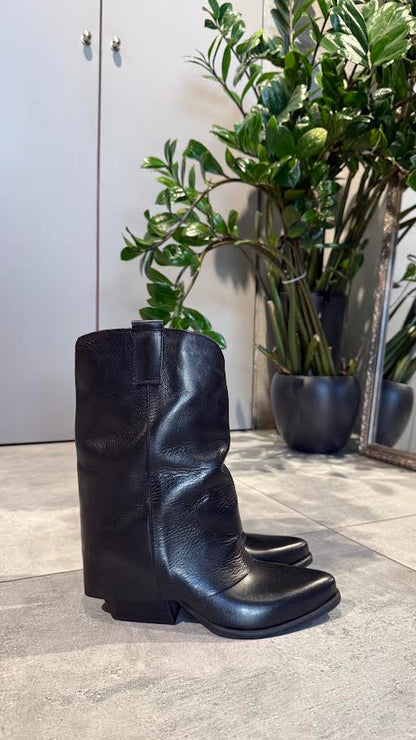  MISKA LEATHER BOOTS BLACK - Vesta Donna 
