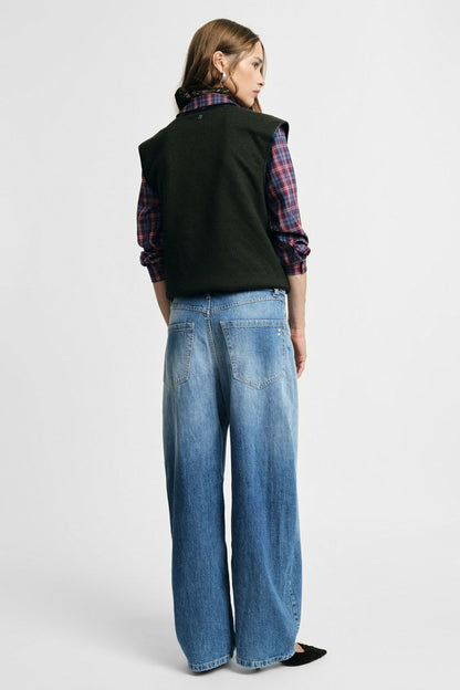  NIKOLA WIDE DENIM PANTS - Vesta Donna 