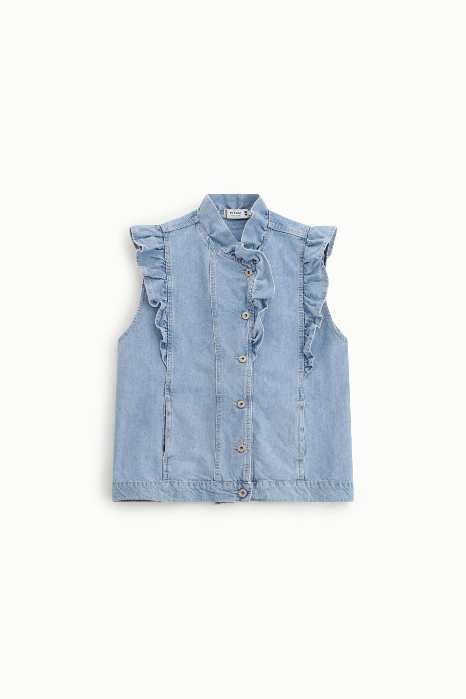  MANDY SLEEVELESS DENIM JACKET - Vesta Donna 