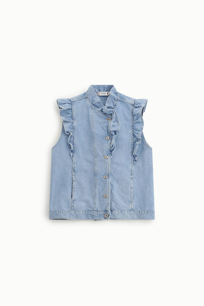  MANDY SLEEVELESS DENIM JACKET - Vesta Donna 