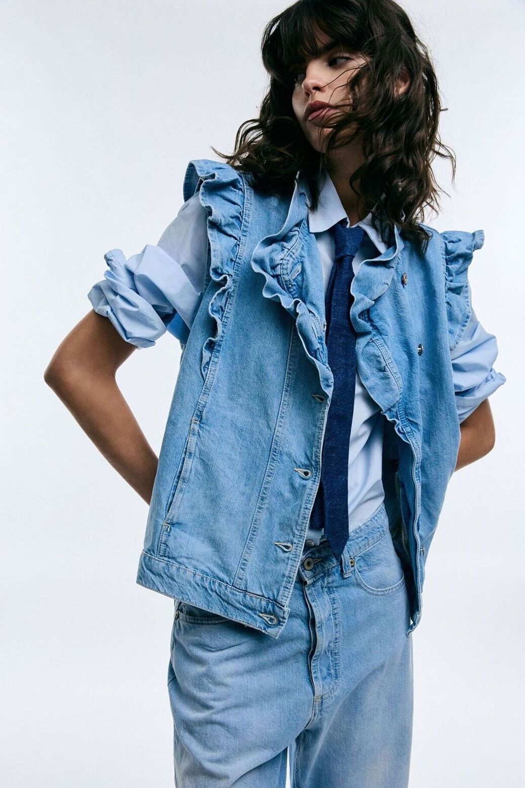  MANDY SLEEVELESS DENIM JACKET - Vesta Donna 