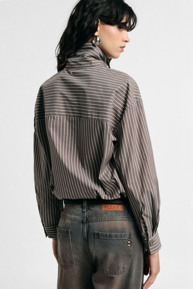 JINA STRIPED HIGH NECK SHIRT