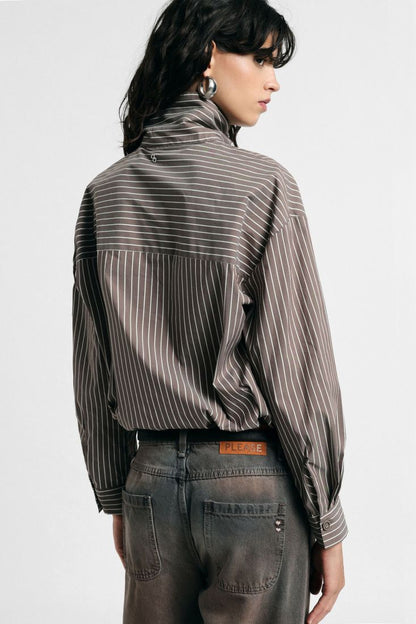 JINA STRIPED HIGH NECK SHIRT