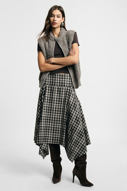 ELLA CHECK ASYMMETRIC SKIRT