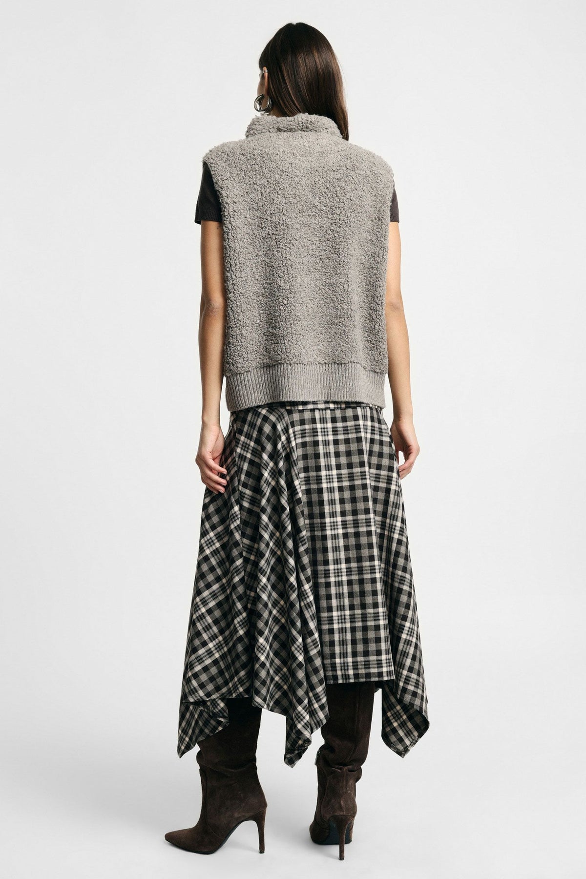 ELLA CHECK ASYMMETRIC SKIRT