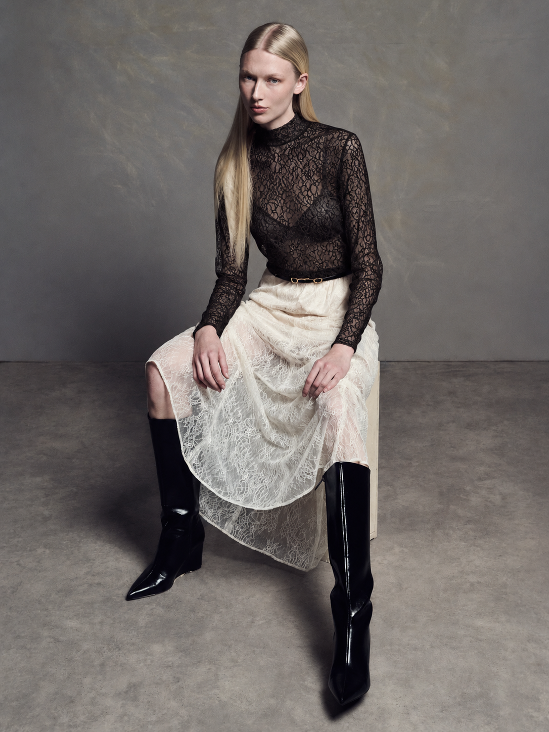 FLOW LACE TOP BLACK