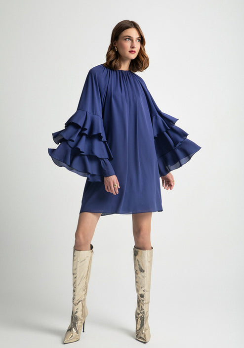  JENNA SHORT DRESS BLUE - Vesta Donna 