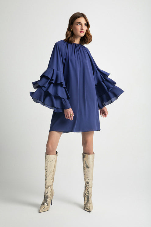  JENNA SHORT DRESS BLUE - Vesta Donna 