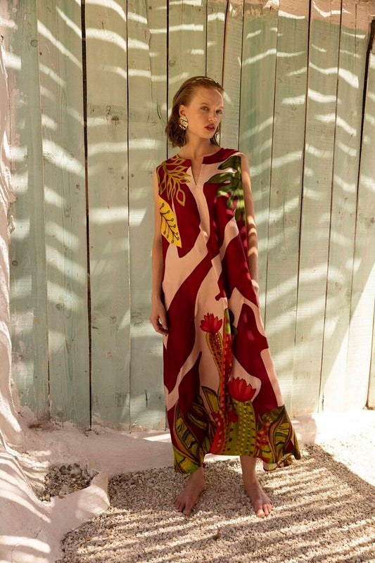 SHEL DRESS BURGUNDY