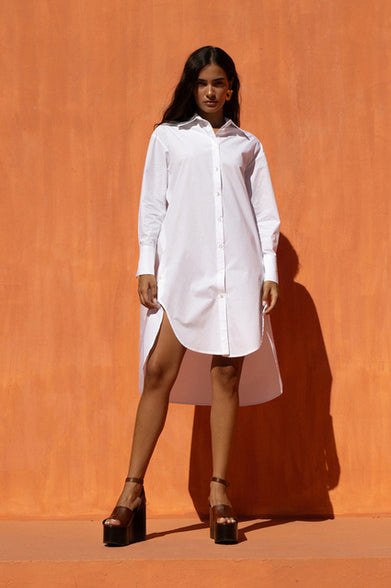 SOLSTICE KISS SHIRT DRESS WHITE