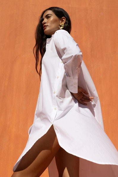 SOLSTICE KISS SHIRT DRESS WHITE