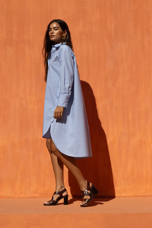 SOLSTICE KISS SHIRT DRESS CIEL