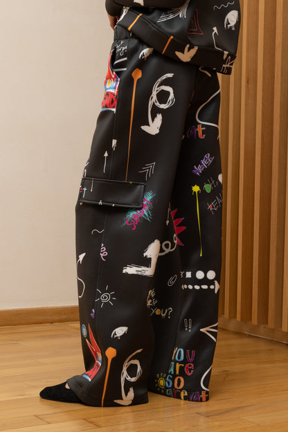 SUNDAY MOOD PRINTED SET BLACK