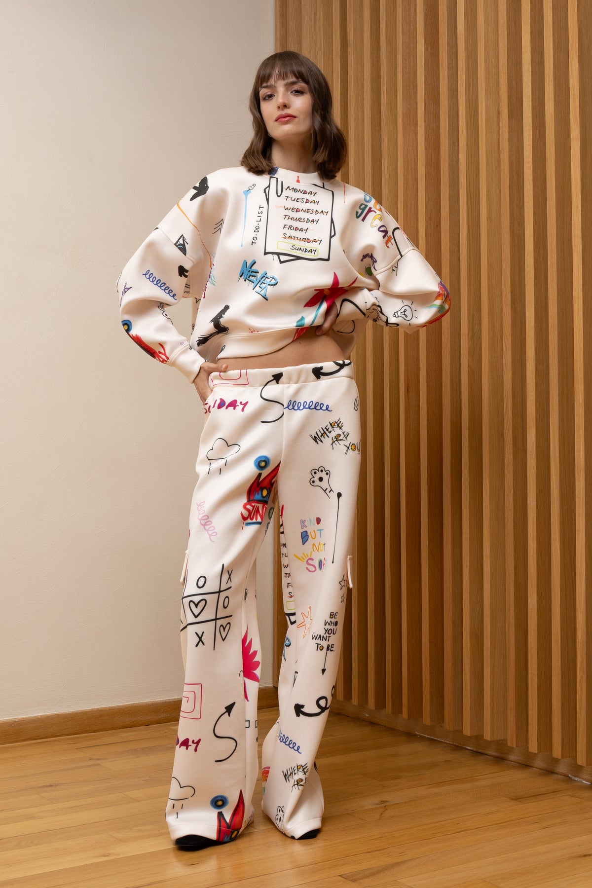 SUNDAY MOOD PRINTED SET ECRU