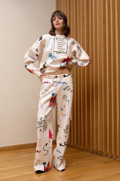 SUNDAY MOOD PRINTED SET ECRU