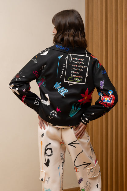 SUNDAY MOOD CROPPED JACKET BLACK