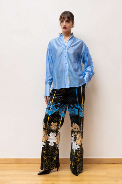 DINA LYOCELL CONTRAST SHIRT CIEL