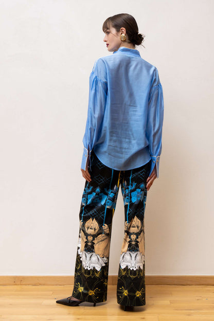 DINA LYOCELL CONTRAST SHIRT CIEL