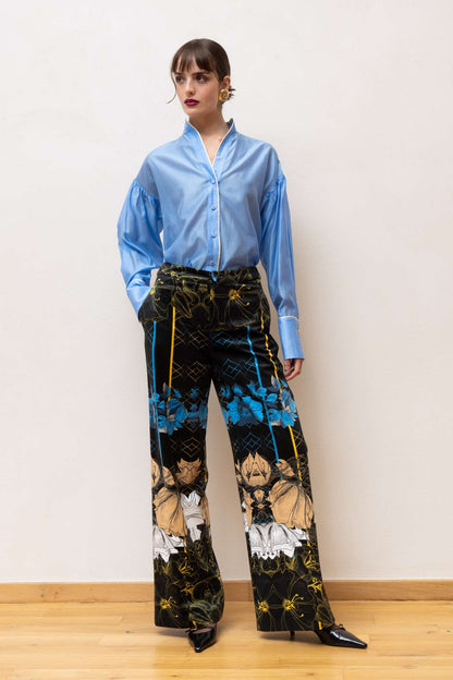 DINA LYOCELL CONTRAST SHIRT CIEL
