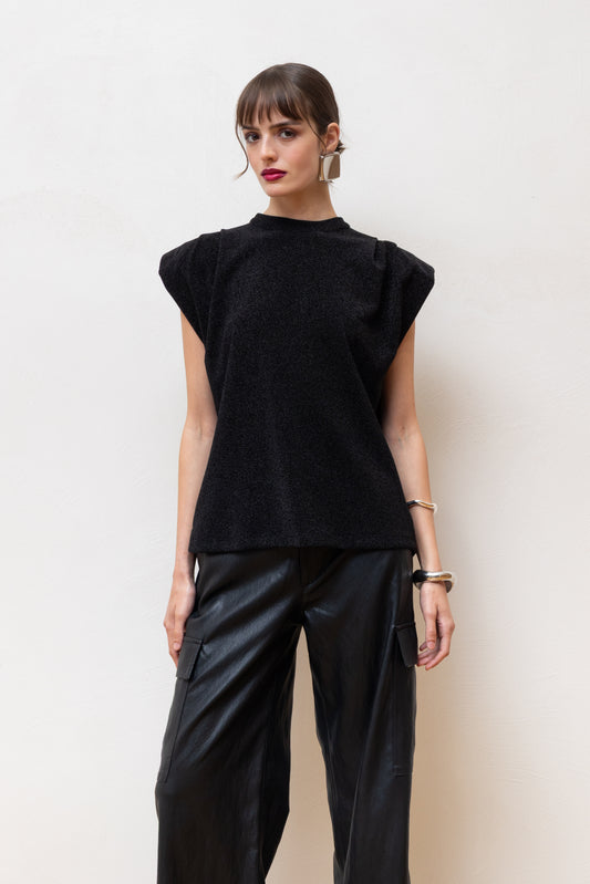 STAGE STRUCTURED SHOULDER TOP BLACK