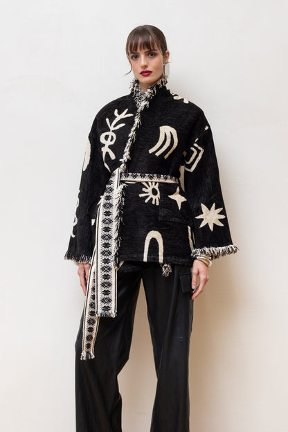 MONOCHROME ART CARDIGAN BLACK
