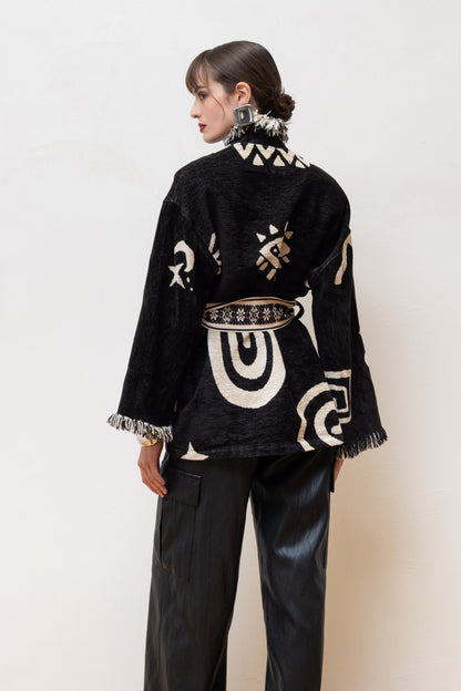 MONOCHROME ART CARDIGAN BLACK
