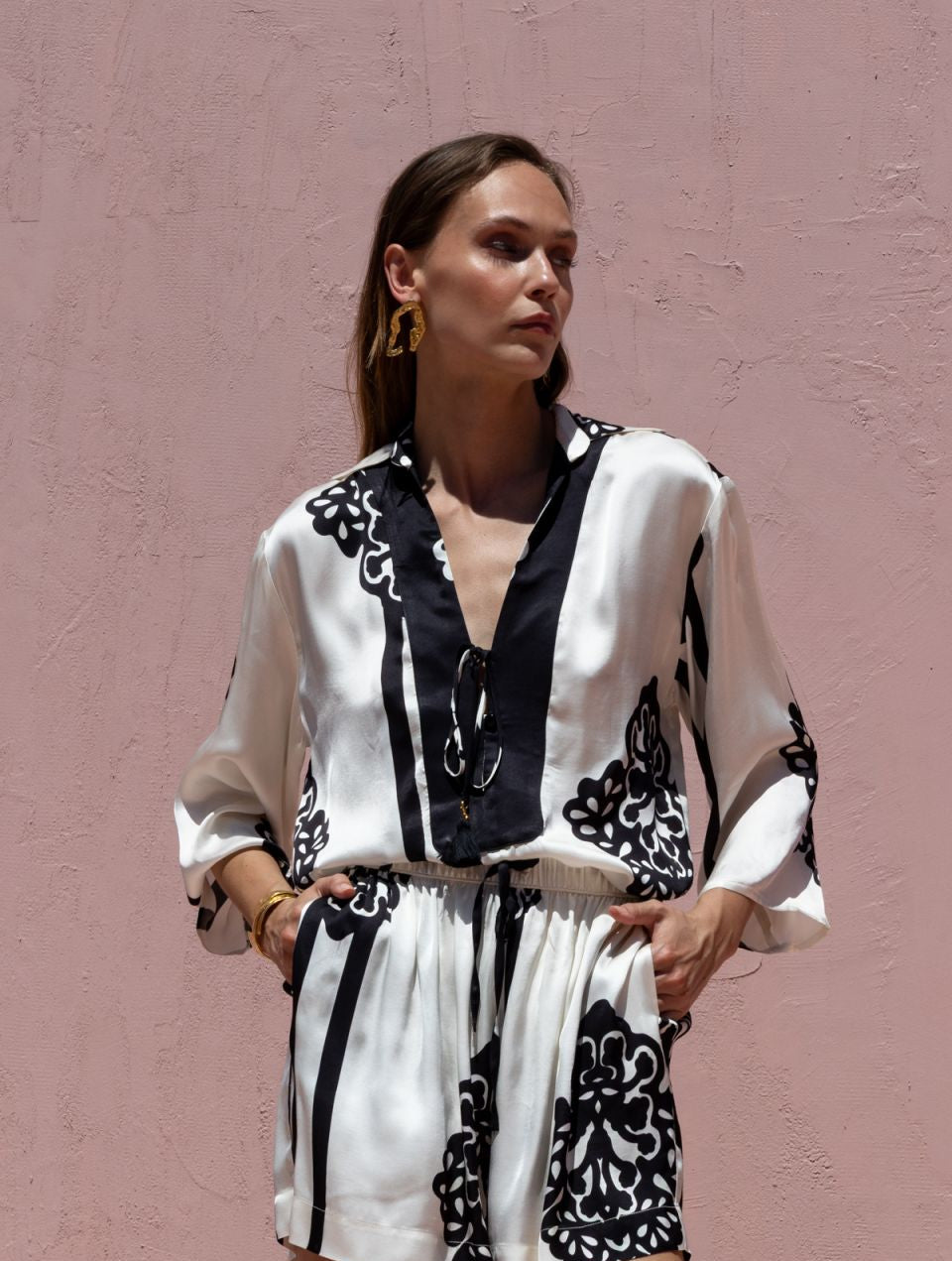  LIORA SET ECRU BLACK - Vesta Donna 