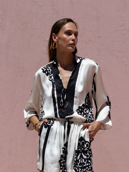  LIORA SET ECRU BLACK - Vesta Donna 