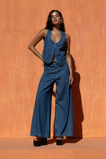 THE ESCAPE WIDE LEG DENIM PANTS