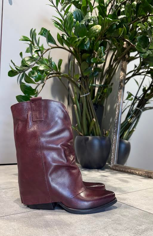 MISKA LEATHER BOOTS BORDEAUX