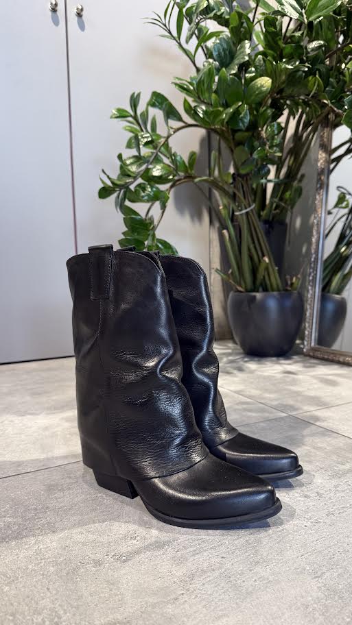  MISKA LEATHER BOOTS BLACK - Vesta Donna 