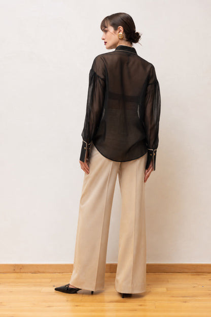 DINA LYOCELL CONTRAST SHIRT BLACK