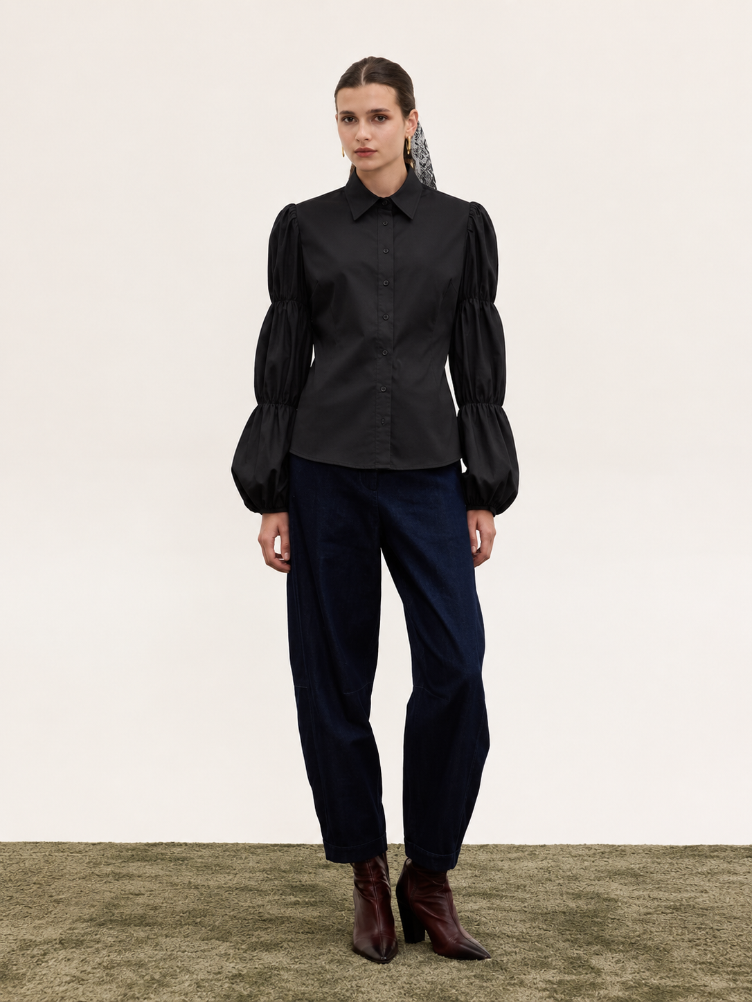 CELESTE BALLOON SLEEVE SHIRT BLACK