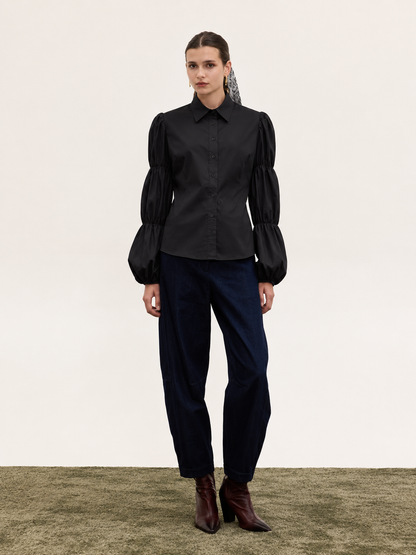 CELESTE BALLOON SLEEVE SHIRT BLACK